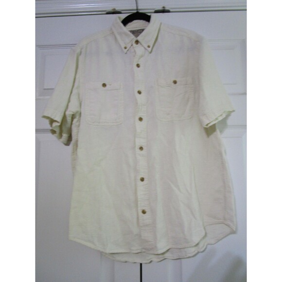 Duluth Trading Shirt Mens Medium Natural Beige Hemp Organic Cotton Short Sleeve - Picture 1 of 9